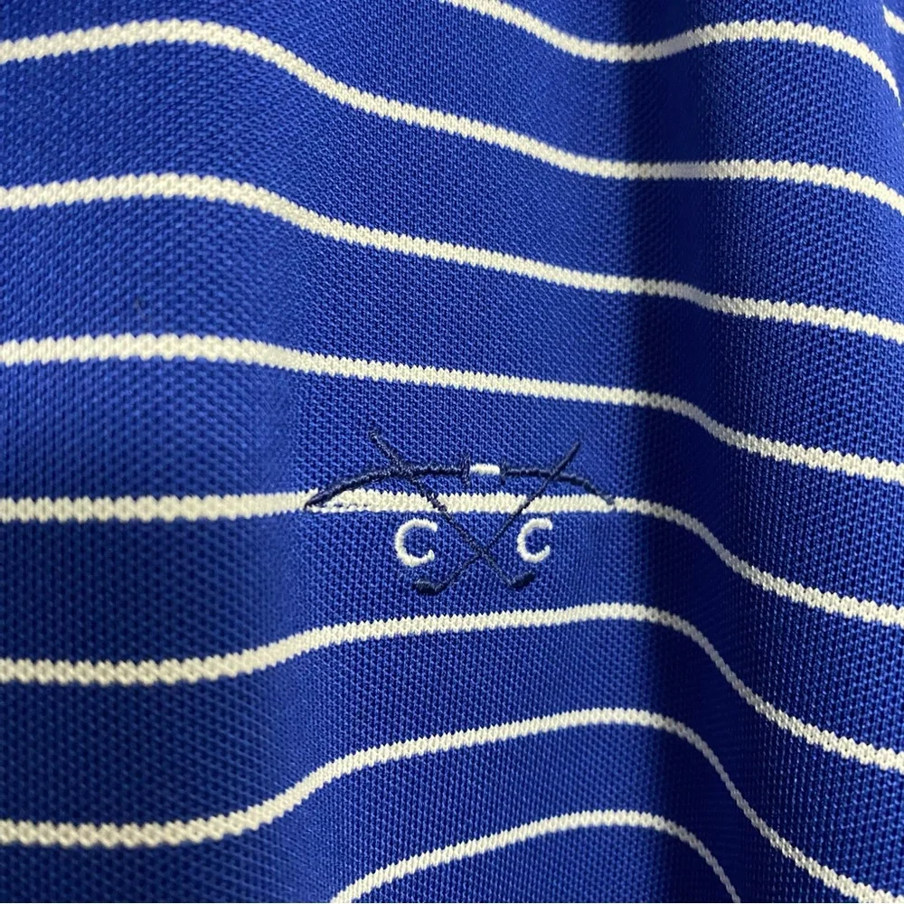 Ralph‎ Lauren RLX Cobalt Blue & White Stripe Golf Performance Polo Tee Size XXL